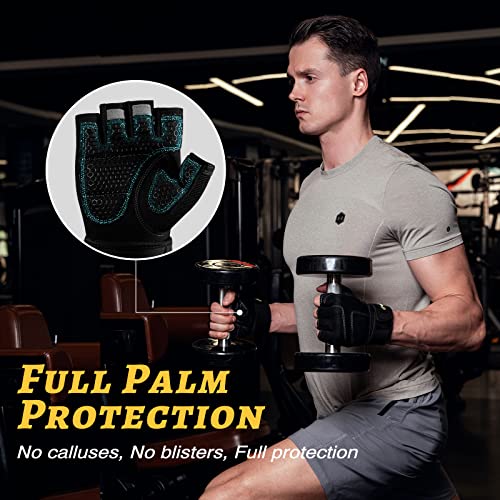 Glofit Guantes de Gimnasio de Fitness Antideslizantes Que Absorben los Golpes, Guantes de Levantamiento de Pesas, Transpirables, Soporte de Entrenamiento para Hombres y Mujeres (Negro hollín, L)