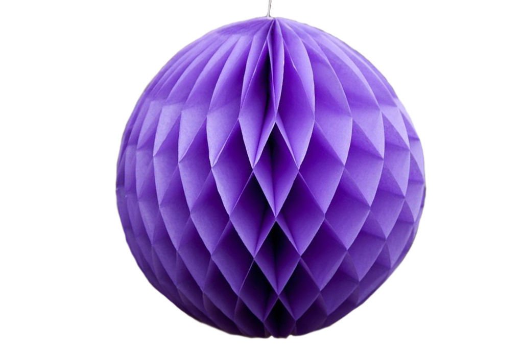 Wedding Table Centrepiece Honeycomb Tissue Paper Ball Pom Poms Lanterns For Hanging Garland Ideas Decorations (12", Purple)