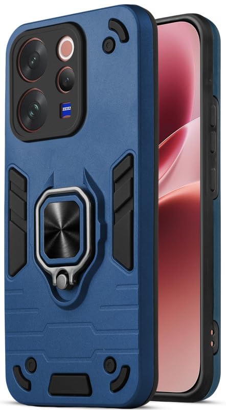Mr. Case Back Cover for Vivo V70 5G with 360° Rotating Ring Stand | Dual Layer Shockproof Protection | Tough Frame | Raised Camera Protection Case - Royal Blue
