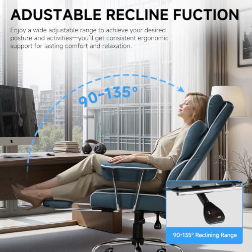 Image of GTPLAYER Gaming Chair,Office Chair with Pocket Spring Lumbar Support, Ergonomic Comfortable Wide Office Desk Computer Chair with Outward Fixed Soft Armrests and Footrest (Fabric, Light Blue)
