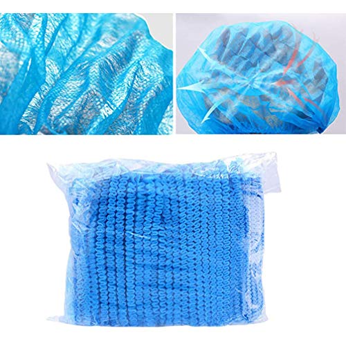 Disposable Bouffant Caps Hair Net Cap 100 Pcs 21inches Elastic Mob Caps for Food Service, Sleeping Head Cover, Factory Warehouse Worker, Beauty (Blue) - Thumbnail 5