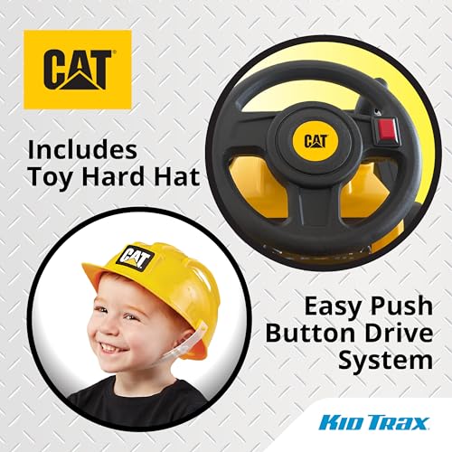 Kid Trax 6V CAT Frontloader Ride-On Toy for Kids, Ages 18-36 Months, Max Weight 44 lbs, Easy Push Button Drive System and Pull Front Bucket Lever, Includes Toy Hard Hat by Kid Trax - Image 3