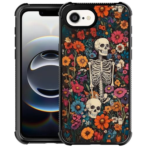 DAIZAG Case for iPhone 16e,Four Corners with Bumper Shockproof Anti-Scratch Protection Phone Case for Man Women-Beautiful Skeleton Flower - image 1