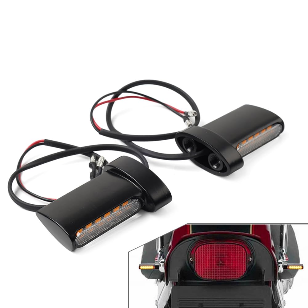Cnswee6 2 PCS 5.180 Degrees Zinc Alloy LED Indicator Blinker Motorcycle Brake Taillights Rear LED Turn Signals Black for Harley Dyna for Sportster XL