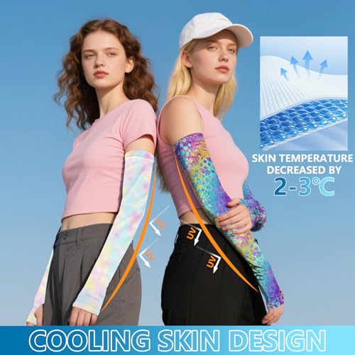 6 Pairs Arm Sleeves Compression Arm Sleeves for Women Men UV Sun Protection Cooling Sleeves3