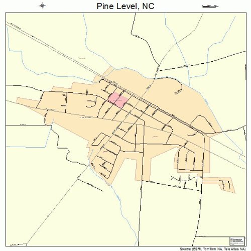 Large Street & Road Map of Pine Level, North Carolina NC Printed
