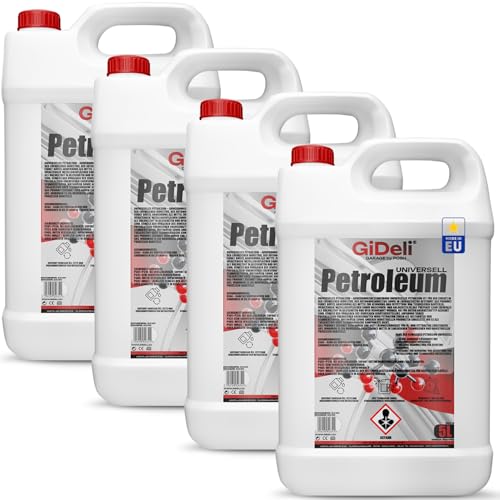 GiDeli 4 x 5 l - Combustible de grande pureté pour lampes à pétrole, lampes à huile, lanternes, torches et camping - Huile de lampe à faible odeur -...