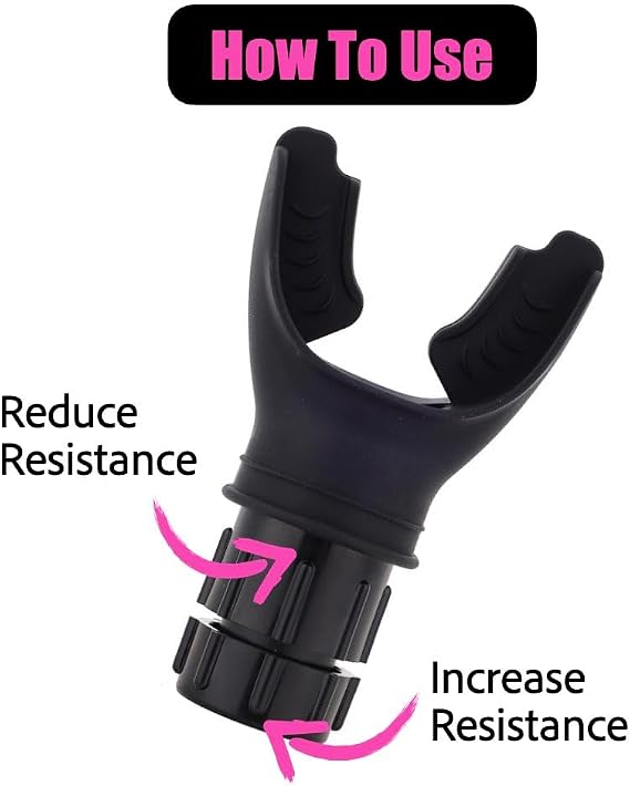 Adjustable Lung Trainer, Portable Breathing Exerciser, Black | Adjustable Resistance, Respiratory Muscle Training, Compact, Portable, Detachable Parts, Easy Cleaning