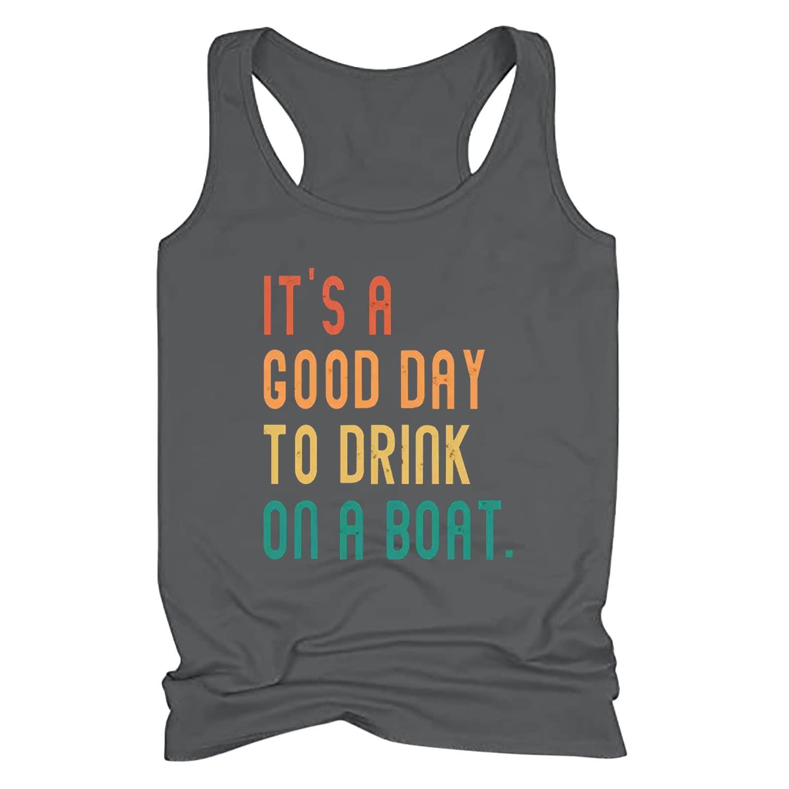 LIUguoo Its A Good Day to Drink On A Boat Racerback Tank Tops for Women Summer Funny Letter