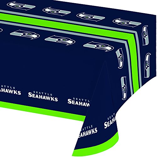 Creative Converting Officially Licensed NFL Plastic Table Cover, 54x102, Seattle Seahawks - Seahawks Table Cover