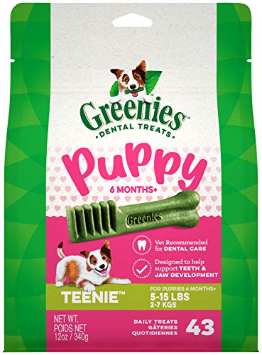 GREENIES Puppy 6+ Months TEENIE Natural Dental Care Chews Oral Health Dog Treats, 12 oz. Pack (20 Treats)