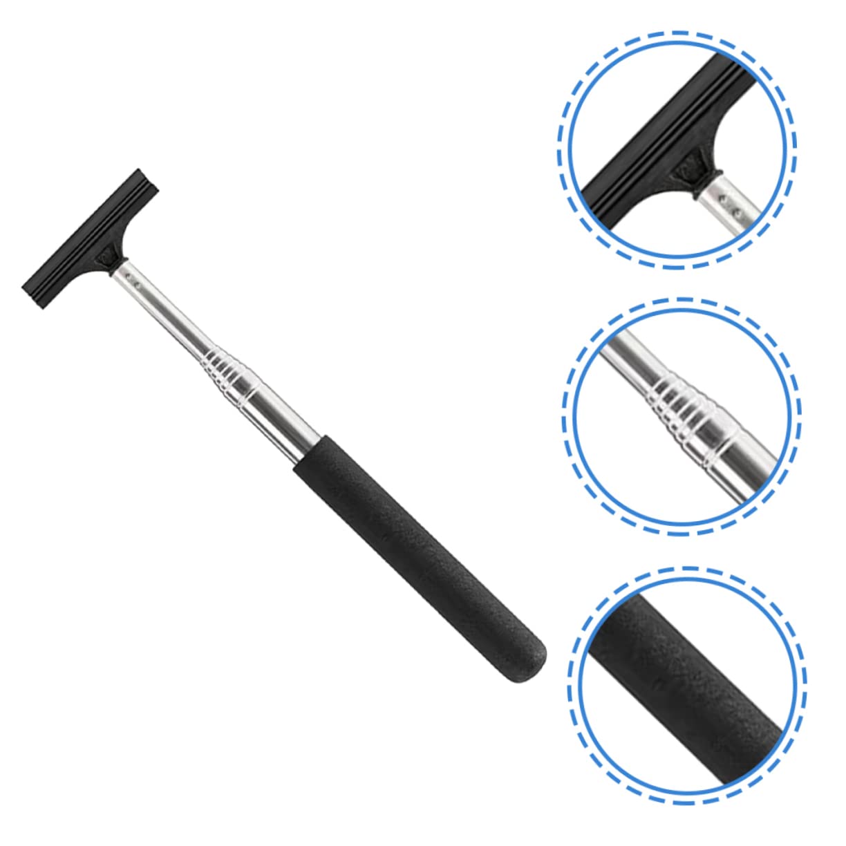 JUMPLAWN Telescopic Car Rearview Mirror Wiper Cleaner Long Handle Squeegee for Windshield and Mirror and Easy to Use Portable Auto