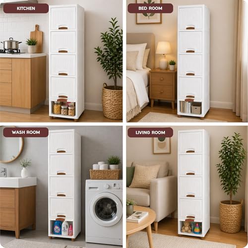 Image of TEKCOOL Plastic Wardrobe for Clothes : Versatile Plastic Cupboard for Storage Organizer & Organisers Storage Box for Ideal for Neat and Tidy Storage Solutions Almirah for Clothes (White, 5XL);