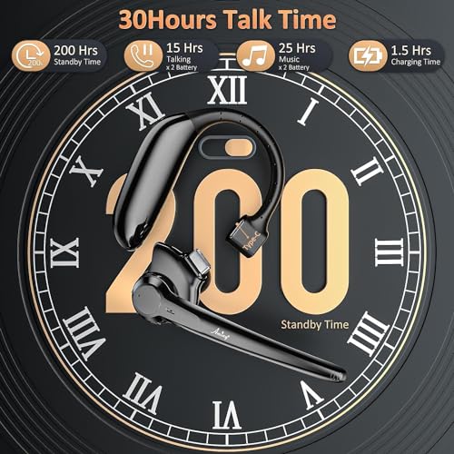 Image of AMINY Wireless Bluetooth Headset with Microphone 30 Hrs Talking Time V5.3 Auriculares Bluetooth Earpiece,AI Noise Cancelling Bluetooth Earphones for Trucker Office Home