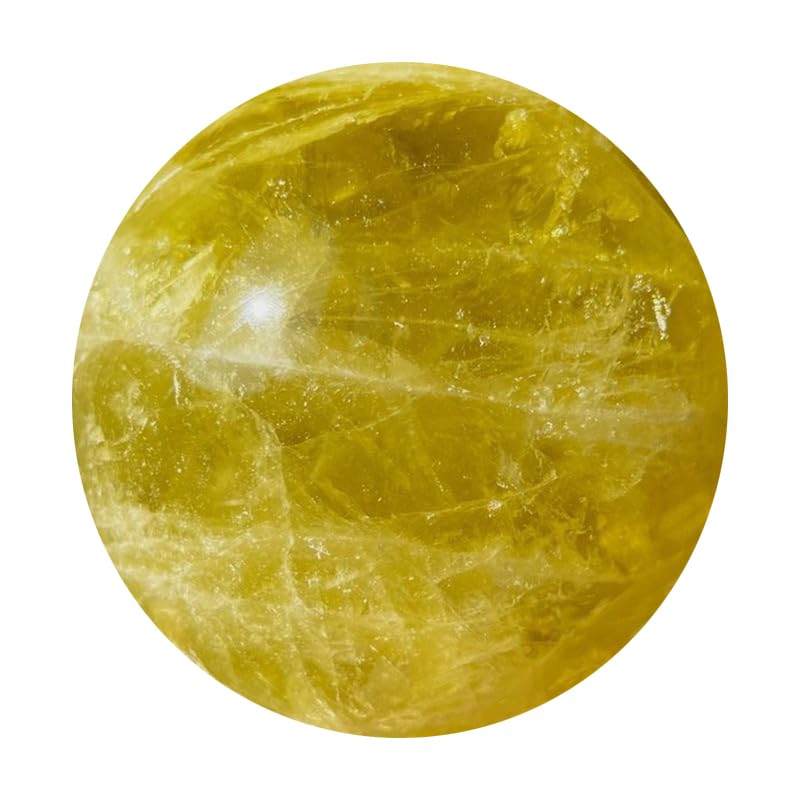 Pierre de cristal jaune naturelle en sphère et réseau sept étoiles de 60mm