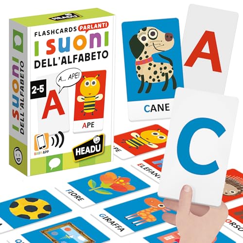 Headu - Flashcards Parlanti i Suoni dell'Alfabeto, Con il Metodo Fonetico Interattivo, Un Gioco Educativo per Bambini dai 2 ai 4 anni, Made in Italy