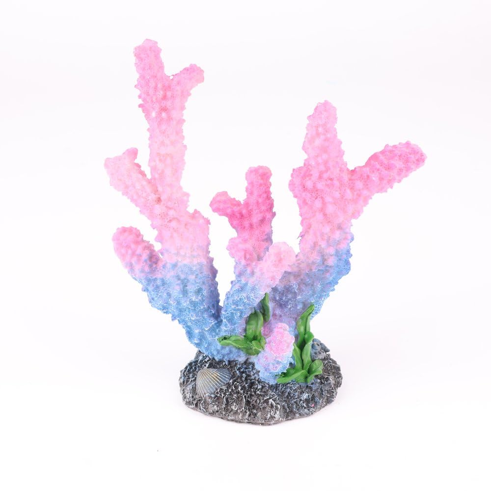 Atlantis Mixed Color To Create A Lifelike And Colorful Underwater Scene. Aquarium Coral Decoration | Vibrant Pink And Blue Artificial Coral Ornament | Safe And Durable Resin Decor For Fish Tanks, Easy To Clean And Maintain, Enhances Aquatic Environment (Coral)