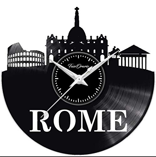 Fusorario Orologio in Vinile da Parete LP 33 Giri Silenzioso Idea Regalo A Tema Roma 2019