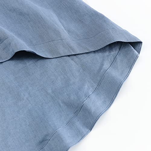 Image of Amazhiyu Women's 100% Linen High Low Midi Dress with Pocket | Summer Casual Flowy Dresses, Sleeveless Crewneck Dresses, Solid Color