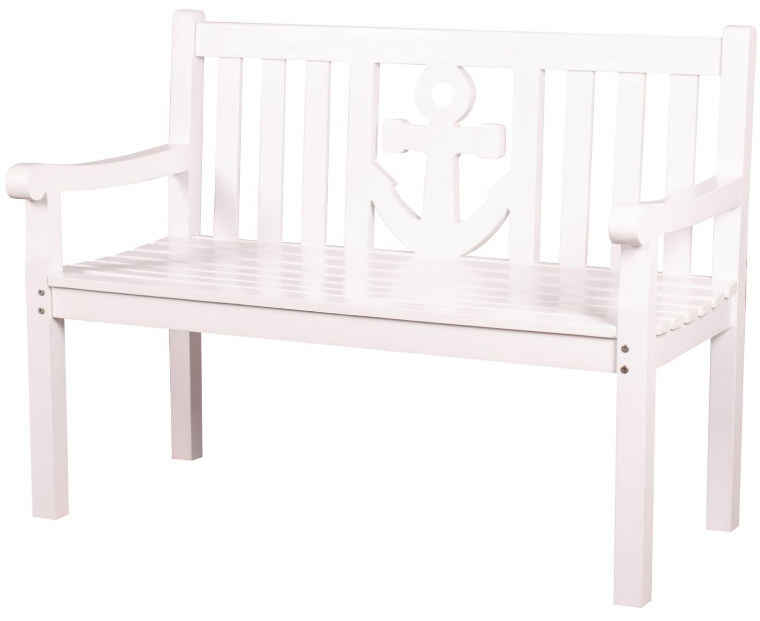 bene living Mahagoni Gartenbank Anker 120 cm - weiß