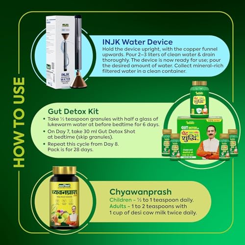 Image of Jeena Sikho INJK Water Device Combo Pack | Gut Detox Pet Pliha Kit, Chyawanprash, Pure Shilajit, 32 Herbs Tea, Haldi Drops, Dant Shuddhi Paste & Kidney Care Tablets