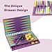 YOBRO Colorful Backgammon Set, Folding Board with Drawer Storage, Portable Travel Backgammon Set, Unique Colorful Wooden Pieces, Ideal Gift for Board Game Enthusiasts & Family Game Nights