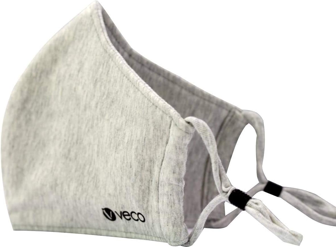 VECO Cotton Fabric Face Masks (Pack of 5) (Adult, Grey)
