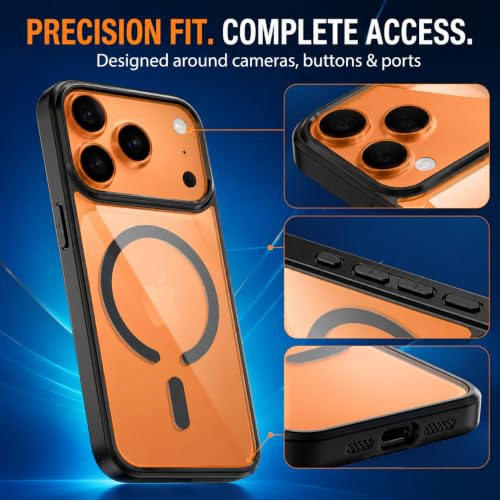 Image of MAGA Back Case Cover for Apple iPhone 17 Pro Max, Transparent Black Magnetic Case Compatible with MagSafe, Hybrid Hard PC Back & Soft TPU Bumper, Shockproof Protective Cover - Black