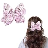 HAIMITI Breast Cancer Hair Clips Pink Ribbon Hair Accessories Purple Hair Bows Exquisite Crystal Hair Bow Clip Cute Bow Hair Pins For Women Girls Teens Public Charity Awareness Ribbon Supplies 1pcs