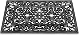 Material: 100% goma. Matches21 - Felpudo de goma para puerta exterior, aspecto de hierro fundido con adornos florales, rectangular, color negro, 40 x 60 cm