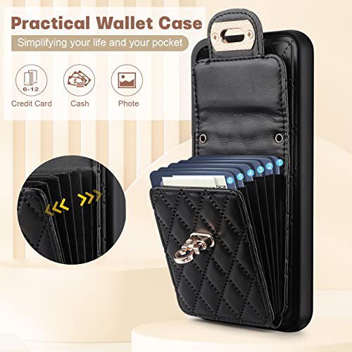 Coolden For Samsung Galaxy A14 5G Case Wallet, Galaxy A14 Women Crossbody Wallet Cases Quilted Leather Phone Cover With 6 Credit Card Holder, Protective Purse Case Flip Cover For A14 5G 6.6 Inch #TOP1