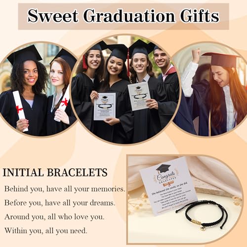 Image of Graduation Gifts for Her 2026 Initial Bracelets for Women High School College Graduation Gifts for Teen 5th 8th Grade Masters Degree Letter A-Z Bracelet Daughter Granddaughter Girlfriend Jewelry