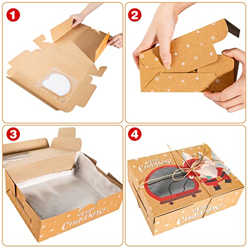 51 Pcs Cookie Boxes With Window, Christmas Treat Boxes,Gift Boxes With Stickers,Christmas Party Favor ,Parchment Paper, Bakery Supplies,Packing Boxes #TOP4