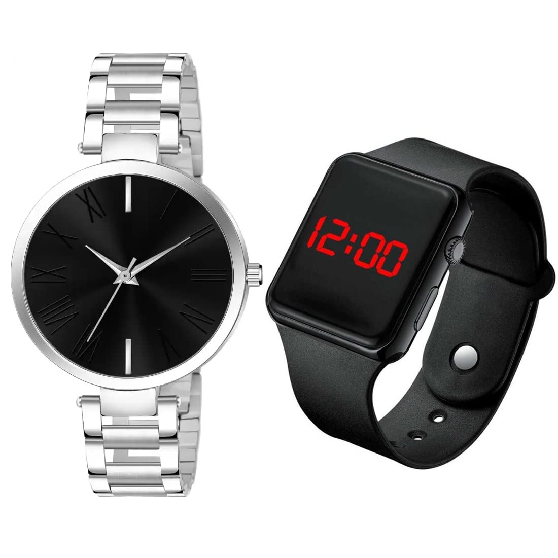GOLDENIZE FASHION Black Analog and Digital LED Display Day and Date Dial for Girls & Womens Watches (Combo Pack of 2) (B0BQB7KL5F) Amazon Price History, Amazon Price Tracker