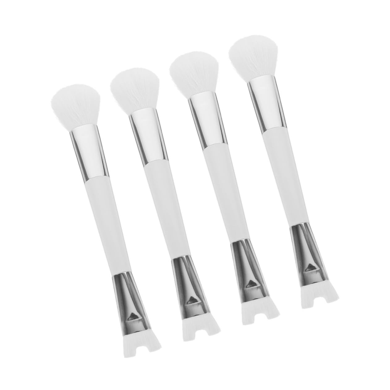 VALICLUD 4pcs Dual-ended Makeup Brush Set for Nose Contouring Cheeks Soft Bristles White Makeup Tools