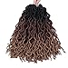 18 Inch Goddess Faux locs Crochet Hair 6 Packs/Lot Soft Gypsy Locs Wavy Crochet Braids Dreadlocks 3 Tone Curly Wavy Twist Braiding Hair Extensions African Roots Braid（#1B/30/27)