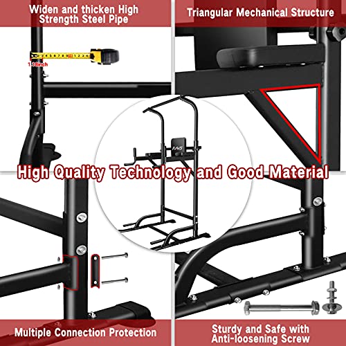 RAVS Power Tower Pull Up Dip Station Multi-Function Home Gym Strength Fitness Training Workout Equipment with 6 Levels… - Image 6