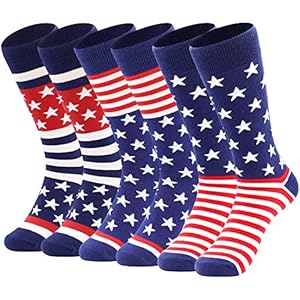 BISOUSOX American Flag Socks Groomsman Socks Mens Dress Socks 9-12 Funny Crazy Novelty Business Wedding Crew Socks