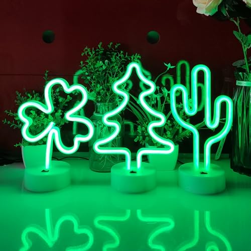 Image of JYWJ Neon Signs with Holder Base,USB or 3-AA Battery Powered Neon Light,LED Table Decoration,Bedroom Wall Decoration,Birthday Gift,Wedding Supplies Business Gift (Christmas Tree)