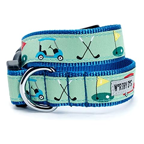 The Worthy Dog Golf Dog Collar, Adjustable and Comfortable Nylon Pets Collar with Strong Quick Release Buckle Fits Large Dogs Green Cover