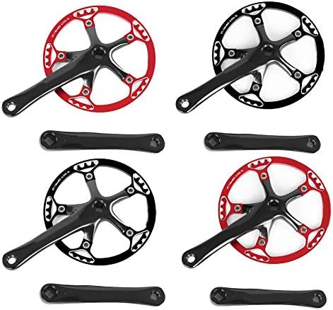 Crankset, Single Speed Crankset Mountain Bike Aluminum Alloy Hollow Integral Mountain Bike Crankset Arm Speed Fixed Gear,Easy to Modify Single Crank Set(Black)