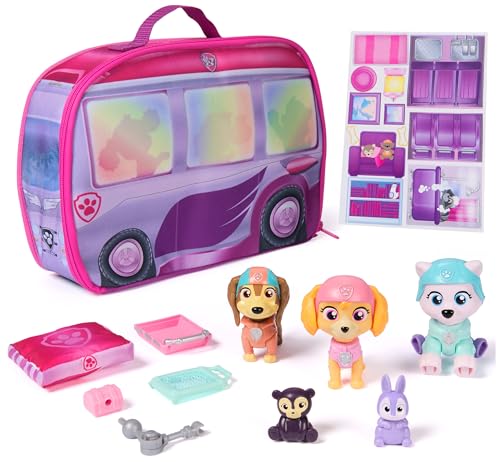 Pat' Patrouille, Le Monde de Stella, Coffret Camping et Sauvetage, avec Figurines à tête Mobile Stella, Everest et Liberty, Camping-Car, Jouets pour Filles...