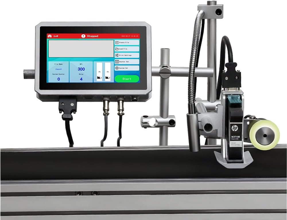 LBX1000 Online Inkjet Printer Date Coder Barcode Lot Codes Continuous Inkjet Printer for Carton Box,Glass Bottle,Plastic Bags Coding and Marking