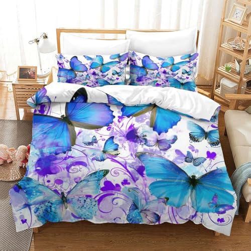 Housse de couette papillons bleus en microfibre de qualité supérieure - 3