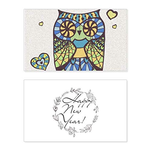 Tarjeta de felicitación de Año Nuevo con diseño de búho para desear buenos deseos