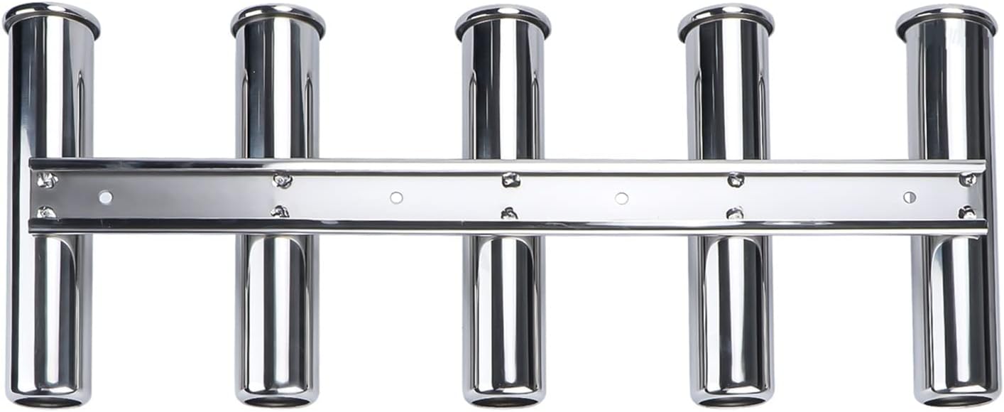 Fishing Rod Racks Fishing Rod Holder 5 Tubes Rod Pod Rack Stainless Steel Outboard Boat Marine Yacht 19.5“ for Boat Yacht