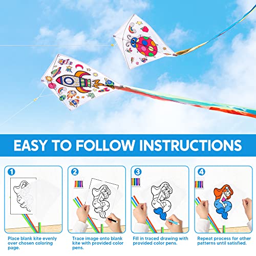 Joyin 8 Packs Diy Blank Diamond Kite With Watercolor Pens And Kite String, Decorating Coloring Kite, Kids Kite Making Craft Kits, Large Beach Kite Easy To Fly Kite For Outdoor Games And Activities #TOP3