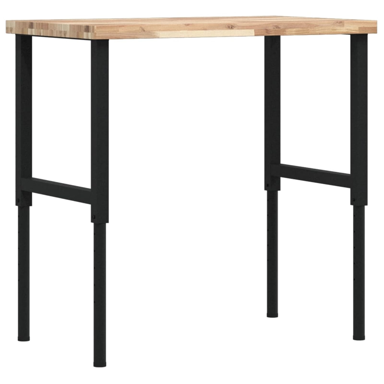 Homgoday Banco da Lavoro 100x60x(73-995) cm Tavolo da Lavoro in Legno Massello di Acacia Non Trattato e Telaio in Metallo Regolabile Nero