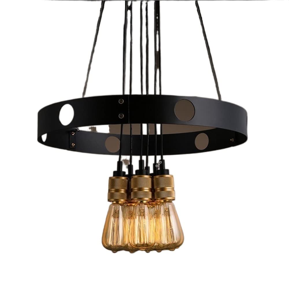 Chandelier rétro européen en fer forgé à 6 lampes suspendues pour salon et salle à manger