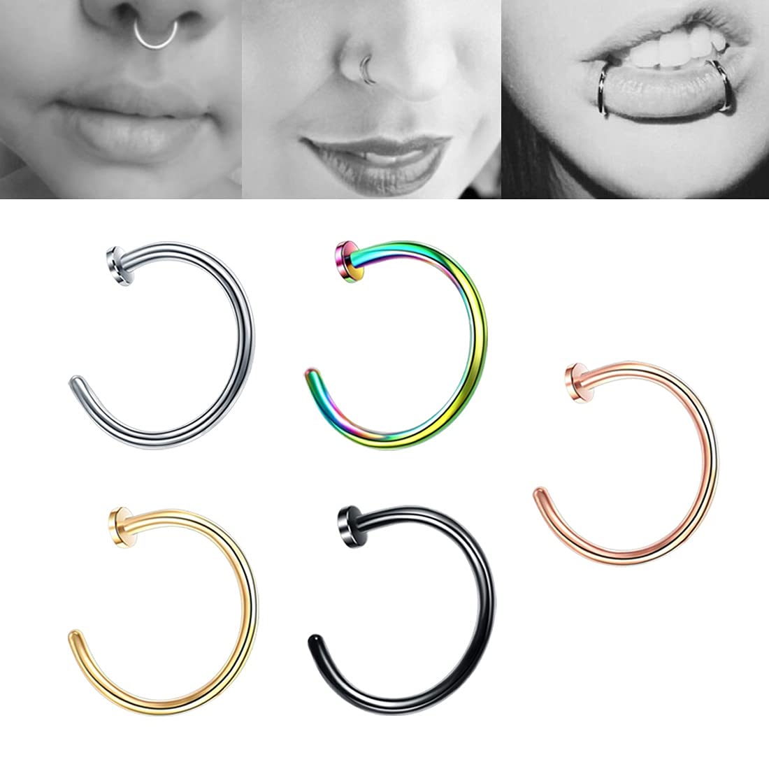 Yellow Chimes Latest Fashion Stainless steel 15 Pcs Combo Multicolor Non Piercing Nose Pins for Women and Girls, Medium (YCFJNP-460STNP-C-MC) - Image 7 thumbnail